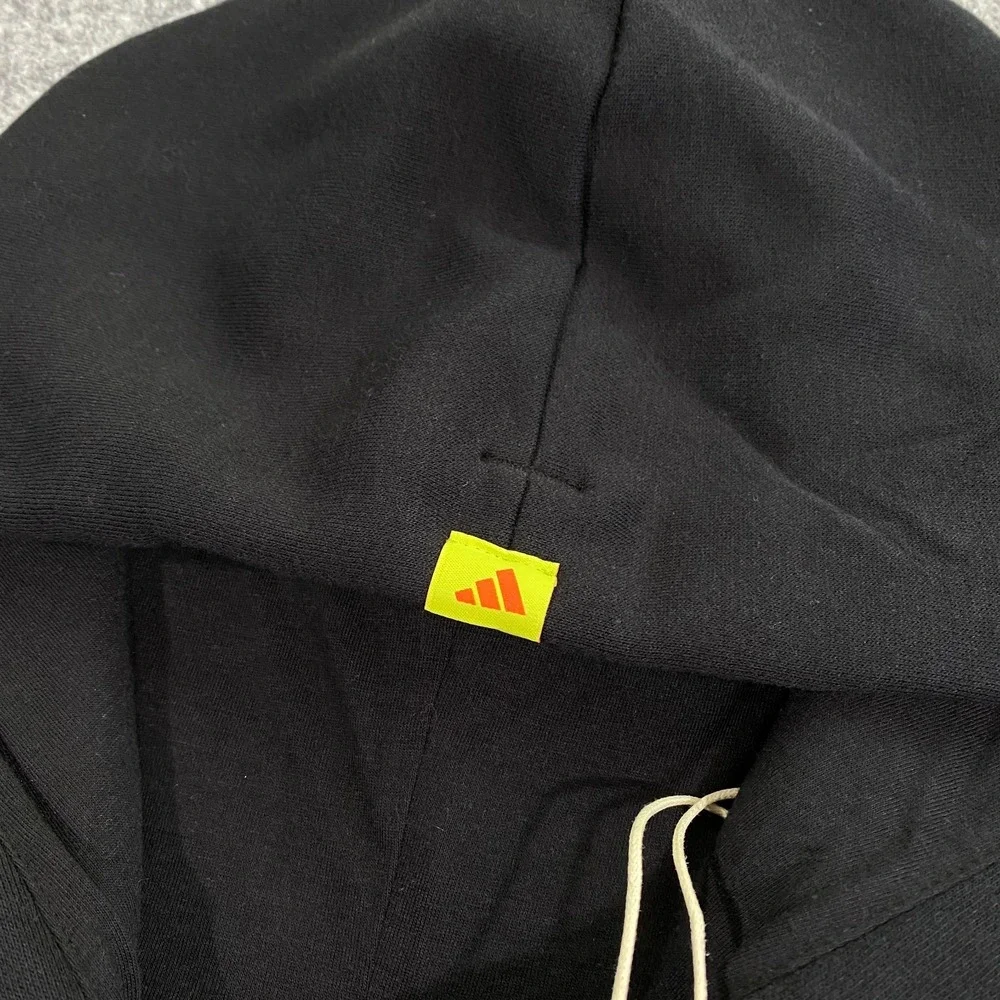 Adidas Abstract Trefoil Logo Hoodie Womens S Black Geometric Fleece Pullover
